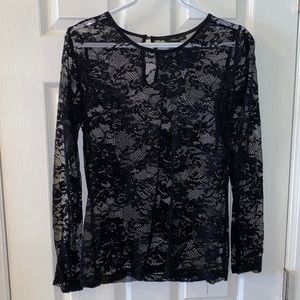 Shear lace long sleeve shirt